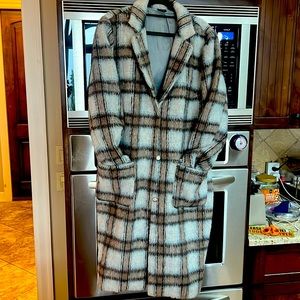 Chic Plaid Pea Coat in Black and Brown